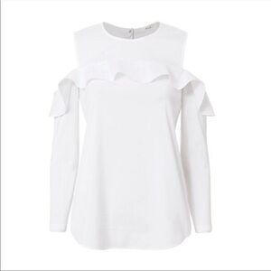 A.L.C ruffled cold shoulder top cream 4